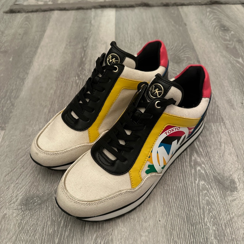 Michael Kors Colorful Tokyo Sneakers with Black and Yellow Accents